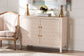 Baxton Studio Nira Faux Shagreen Storage Cabinet - Contemporary 2-Door Accent Sideboard with Sleek Metal Handles, for Entryway or Living Room
