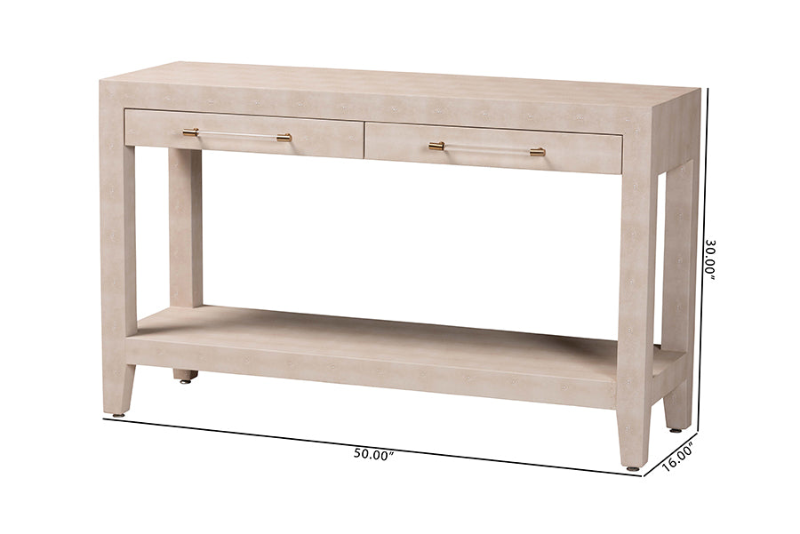Baxton Studio Nira Faux Shagreen Console Table - Contemporary Accent Display Piece with 2 Drawers and Open Shelf, Storage Solution for Entryway or Living Room