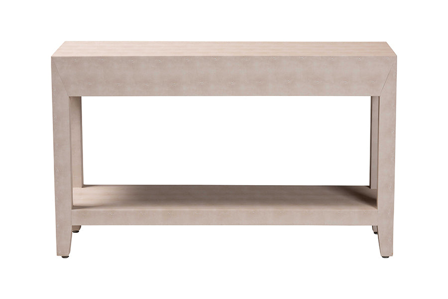 Baxton Studio Nira Faux Shagreen Console Table - Contemporary Accent Display Piece with 2 Drawers and Open Shelf, Storage Solution for Entryway or Living Room