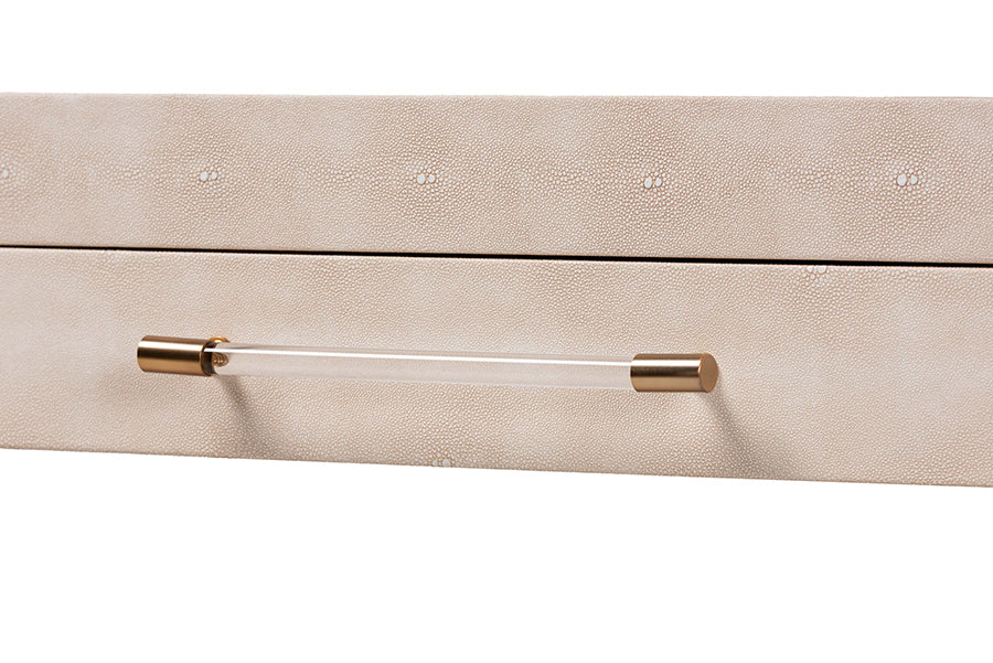 Baxton Studio Nira Faux Shagreen Console Table - Contemporary Accent Display Piece with 2 Drawers and Open Shelf, Storage Solution for Entryway or Living Room