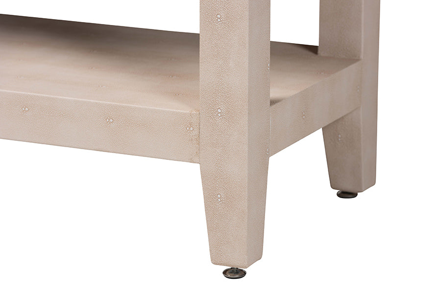 Baxton Studio Nira Faux Shagreen Console Table - Contemporary Accent Display Piece with 2 Drawers and Open Shelf, Storage Solution for Entryway or Living Room