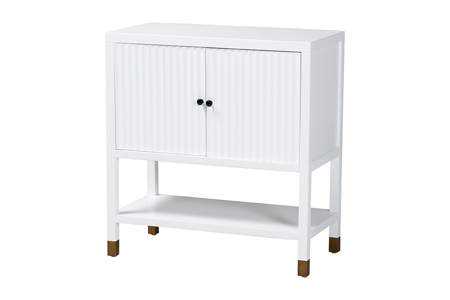 bali & pari Aiden Fluted Sideboard - 2-Door Accent Storage Cabinet with Open Shelf and Raised Legs, Compact Entryway or Dining Room Cabinet