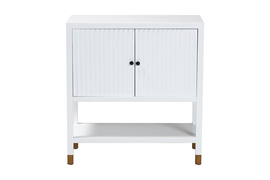 bali & pari Aiden Fluted Sideboard - 2-Door Accent Storage Cabinet with Open Shelf and Raised Legs, Compact Entryway or Dining Room Cabinet