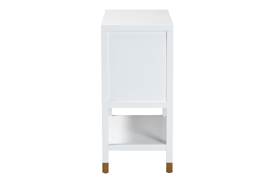 bali & pari Aiden Fluted Sideboard - 2-Door Accent Storage Cabinet with Open Shelf and Raised Legs, Compact Entryway or Dining Room Cabinet