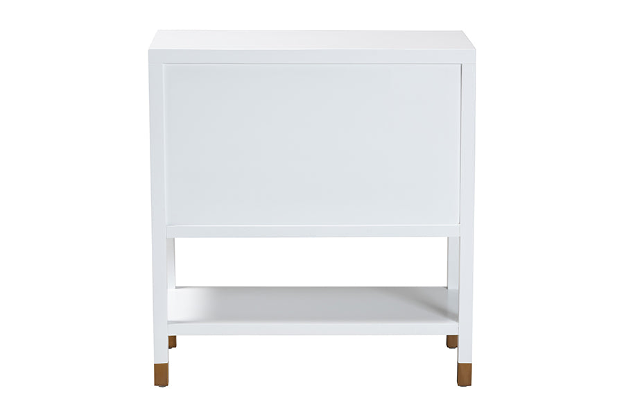 bali & pari Aiden Fluted Sideboard - 2-Door Accent Storage Cabinet with Open Shelf and Raised Legs, Compact Entryway or Dining Room Cabinet