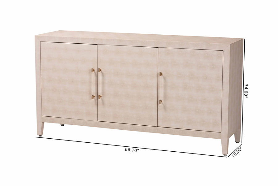 Baxton Studio Nira Faux Shagreen Sideboard - Contemporary 3-Door Buffet Storage Cabinet with Sleek Handles for Dining Room or Living Room
