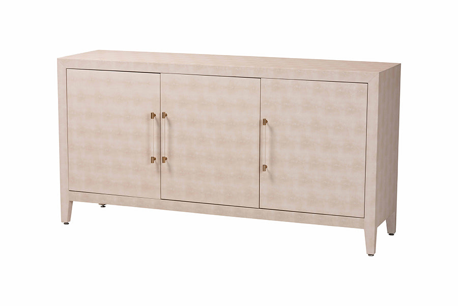 Baxton Studio Nira Faux Shagreen Sideboard - Contemporary 3-Door Buffet Storage Cabinet with Sleek Handles for Dining Room or Living Room