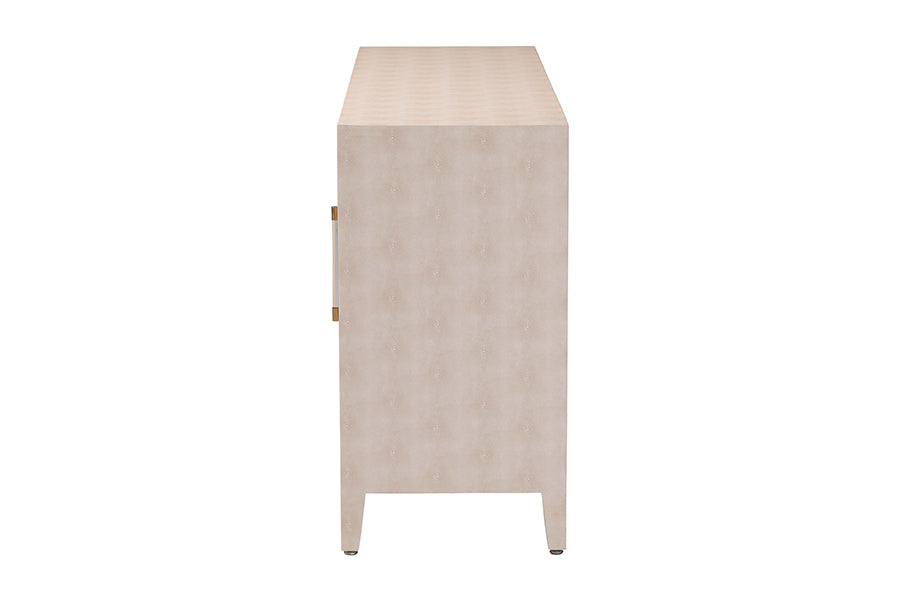 Baxton Studio Nira Faux Shagreen Sideboard - Contemporary 3-Door Buffet Storage Cabinet with Sleek Handles for Dining Room or Living Room