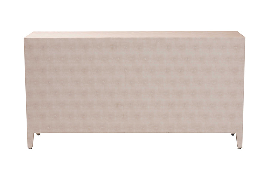 Baxton Studio Nira Faux Shagreen Sideboard - Contemporary 3-Door Buffet Storage Cabinet with Sleek Handles for Dining Room or Living Room