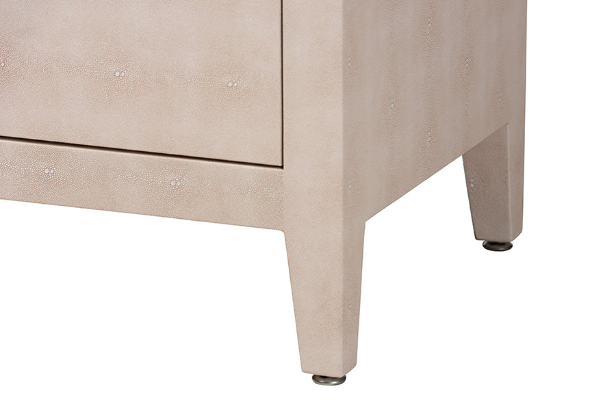 Baxton Studio Nira Faux Shagreen Sideboard - Contemporary 3-Door Buffet Storage Cabinet with Sleek Handles for Dining Room or Living Room
