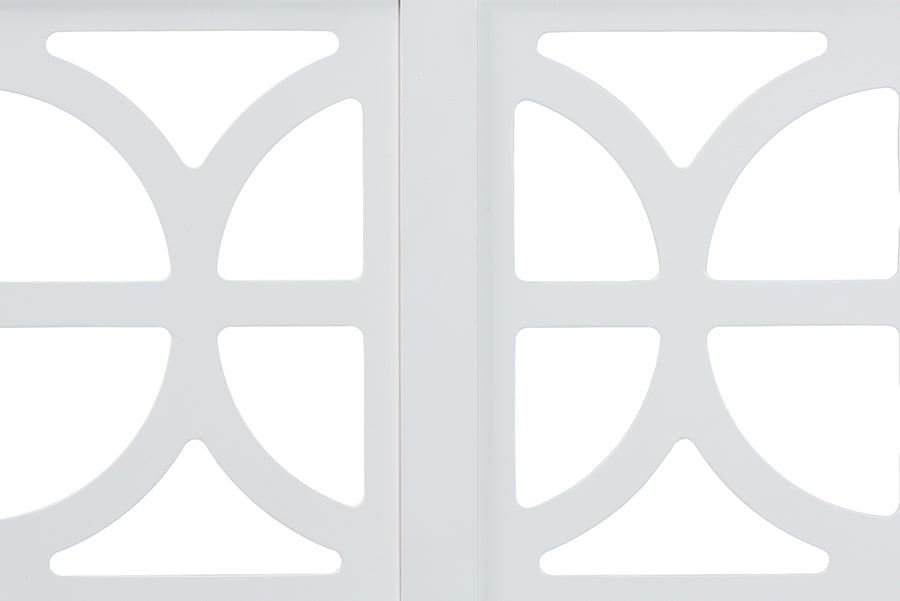 Baxton Studio Nansen Wood Headboard with Scalloped Frame - Geometric Cutout Decorative Panel for Bed Frame, Modern Coastal Bedroom Accent with Adjustable Height, Full, White