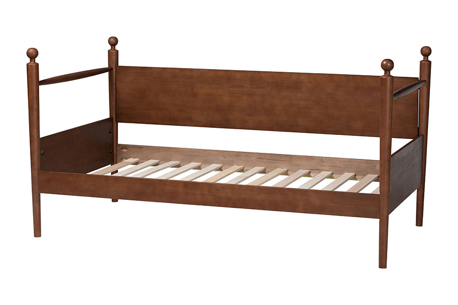 Baxton Studio Gianetta Wooden Daybed with Spindle Posts - Classic Cottage-Style Bed Frame with Guardrail Back, Solid Wood Day Bed for Guest Room or Kids’ Bedroom, Twin