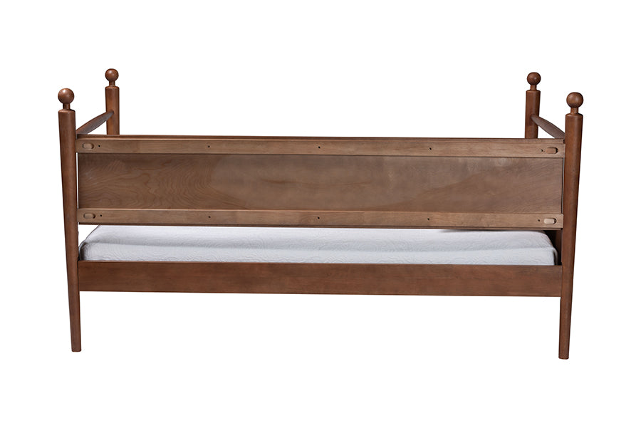 Baxton Studio Gianetta Wooden Daybed with Spindle Posts - Classic Cottage-Style Bed Frame with Guardrail Back, Solid Wood Day Bed for Guest Room or Kids’ Bedroom, Twin