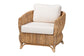 bali & pari Roma Rattan and Seagrass Armchair with Cushions - Handwoven Lounge Chair with Wide Armrests and Sculptural Base, Boho Coastal Living Room Furniture