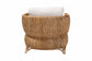 bali & pari Roma Rattan and Seagrass Armchair with Cushions - Handwoven Lounge Chair with Wide Armrests and Sculptural Base, Boho Coastal Living Room Furniture