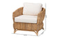bali & pari Roma Rattan and Seagrass Armchair with Cushions - Handwoven Lounge Chair with Wide Armrests and Sculptural Base, Boho Coastal Living Room Furniture
