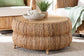 bali & pari Roma Rattan and Seagrass Coffee Table - Low Profile Boho Accent Table with Textured Design and Natural Finish, Handcrafted Rattan Centerpiece for Living Room or Lounge