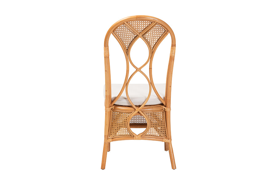 bali & pari Elsa Natural Rattan Dining Chair - Handcrafted Wicker Side Chair with Openwork Back and Woven Detailing, Coastal Boho Seating for Dining Room or Kitchen