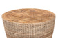 bali & pari Hosanna Natural Rattan Coffee Table - Handwoven Wicker Accent Table with Textured Spiral Top for Living Room or Lounge