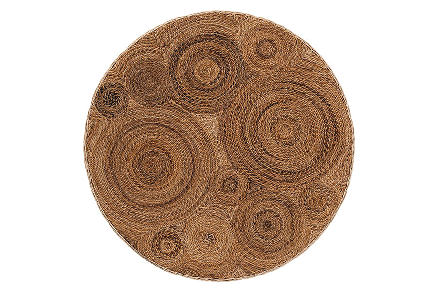 bali & pari Hosanna Natural Rattan Coffee Table - Handwoven Wicker Accent Table with Textured Spiral Top for Living Room or Lounge