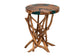 bali & pari Amada Teak Wood Epoxy Resin End Table - Round Live Edge Side Table with Branch Legs, Handcrafted Modern Rustic Accent Table