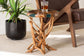 bali & pari Amada Teak Wood Epoxy Resin End Table - Round Live Edge Side Table with Branch Legs, Handcrafted Modern Rustic Accent Table
