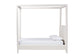 Baxton Studio Aerona Boucle Upholstered Canopy Bed - Four Poster Platform Bed with Channel-Tufted Headboard, Cream, Queen