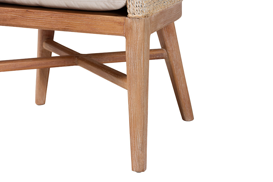 bali & pari Ridley Seagrass Dining Chair with Mahogany Wood Frame - Coastal Accent Chair with Woven Square Back and Cushioned Seat for Dining Room or Kitchen, Whitewash