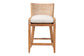 bali & pari Ridley Seagrass Counter Stool with Mahogany Wood Frame - Coastal Seating with Woven Square Back and Cushioned Seat for Kitchen Island or Breakfast Bar, Whitewash