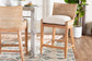 bali & pari Ridley Seagrass Counter Stool with Mahogany Wood Frame - Coastal Seating with Woven Square Back and Cushioned Seat for Kitchen Island or Breakfast Bar, Whitewash