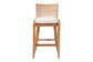 bali & pari Ridley Seagrass Bar Stool with Mahogany Wood Frame - Coastal Seating with Woven Square Back and Cushioned Seat for Bar Island or Lounge, Whitewash