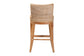bali & pari Ridley Seagrass Bar Stool with Mahogany Wood Frame - Coastal Seating with Woven Square Back and Cushioned Seat for Bar Island or Lounge, Whitewash
