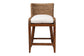 bali & pari Ridley Seagrass Counter Stool with Mahogany Wood Frame - Coastal Seating with Woven Square Back and Cushioned Seat for Kitchen Island or Breakfast Bar, Brown Wash