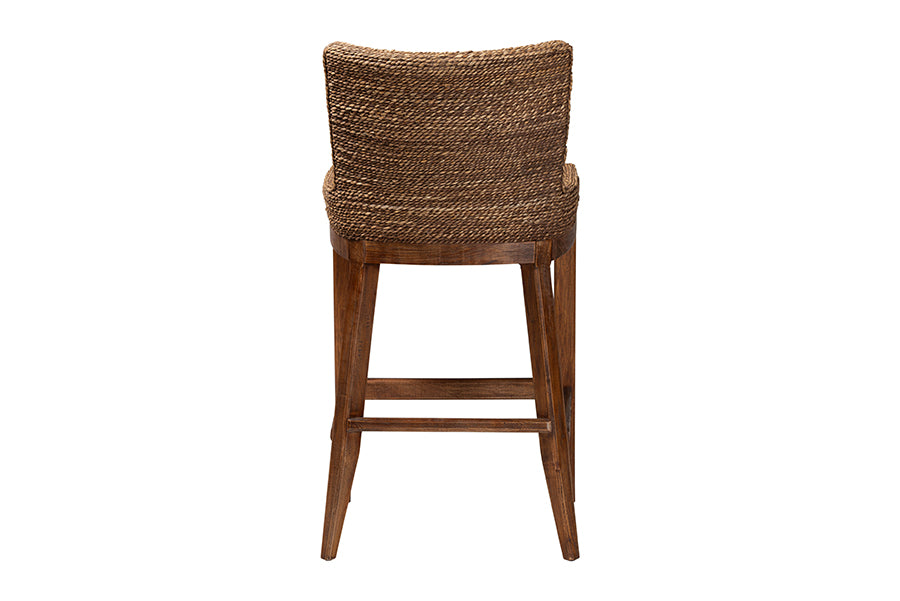 bali & pari Ridley Seagrass Bar Stool with Mahogany Wood Frame