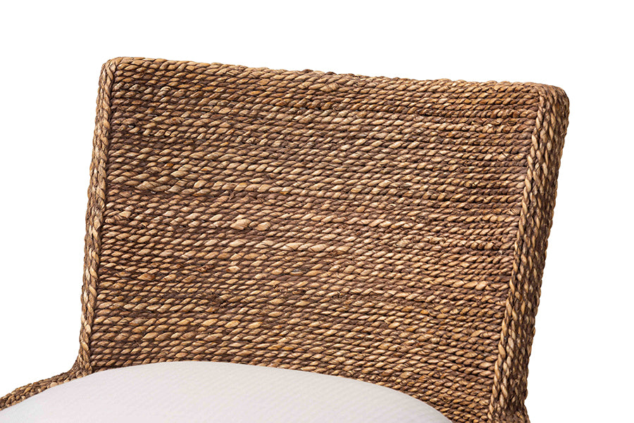 bali & pari Ridley Seagrass Bar Stool with Mahogany Wood Frame