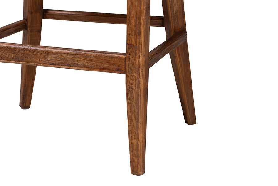 bali & pari Ridley Seagrass Bar Stool with Mahogany Wood Frame