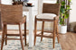 bali & pari Ridley Seagrass Bar Stool with Mahogany Wood Frame