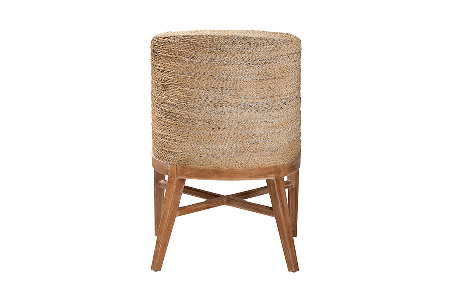 bali & pari Jasper Seagrass Dining Chair with Mahogany Wood Frame - Coastal Accent Chair with Woven Wingback and Cushioned Seat for Dining Room or Kitchen, Whitewash