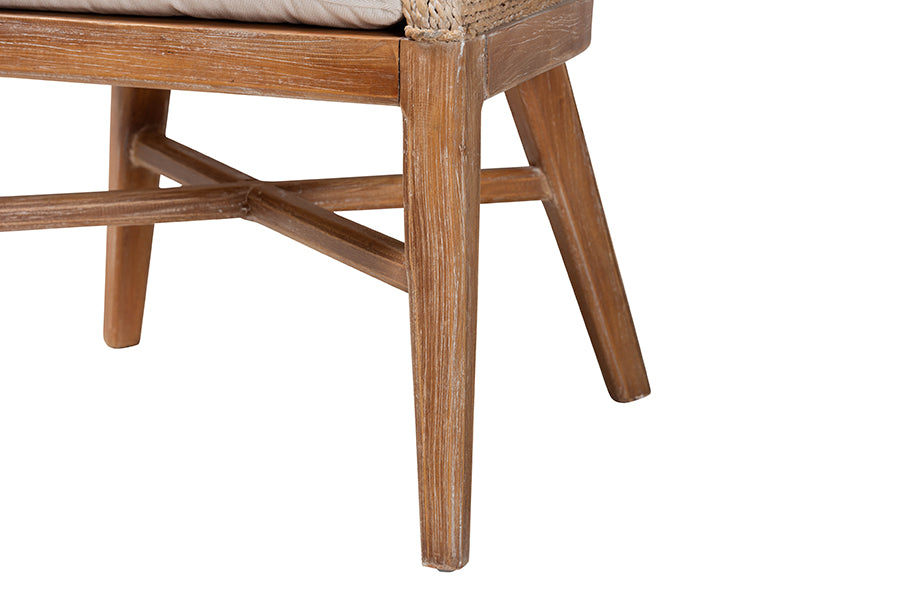 bali & pari Jasper Seagrass Dining Chair with Mahogany Wood Frame - Coastal Accent Chair with Woven Wingback and Cushioned Seat for Dining Room or Kitchen, Whitewash