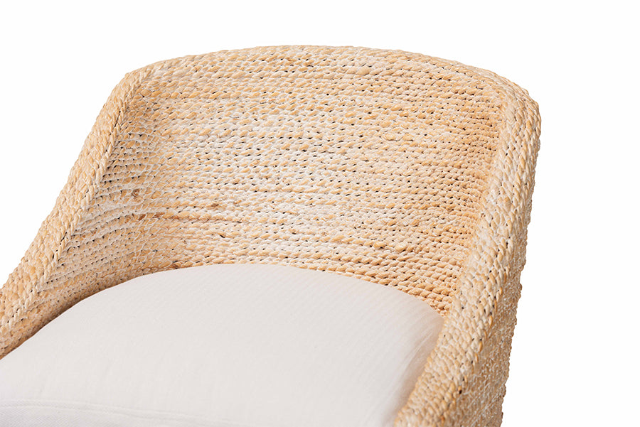bali & pari Jasper Seagrass Counter Stool with Mahogany Wood Frame - Coastal Seating with Woven Wingback and Cushioned Seat for Kitchen Island or Breakfast Bar, Whitewash