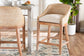 bali & pari Jasper Seagrass Counter Stool with Mahogany Wood Frame - Coastal Seating with Woven Wingback and Cushioned Seat for Kitchen Island or Breakfast Bar, Whitewash