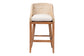 bali & pari Jasper Seagrass Bar Stool with Mahogany Wood Frame - Coastal Seating with Woven Wingback and Cushioned Seat for Bar Island or Lounge, Whitewash