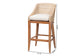 bali & pari Jasper Seagrass Bar Stool with Mahogany Wood Frame - Coastal Seating with Woven Wingback and Cushioned Seat for Bar Island or Lounge, Whitewash