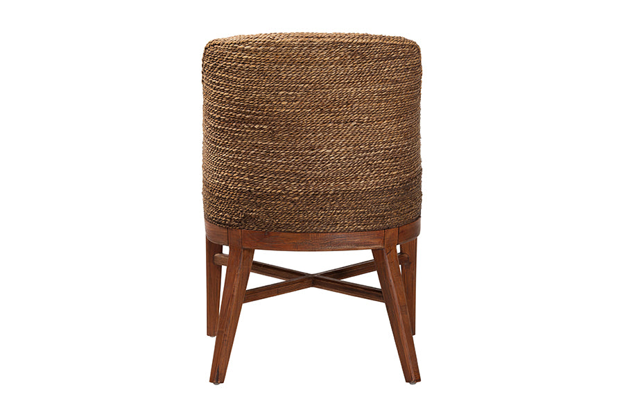 bali & pari Jasper Seagrass Dining Chair with Mahogany Wood Frame - Coastal Accent Chair with Woven Wingback and Cushioned Seat for Dining Room or Kitchen, Brown Wash