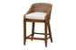 bali & pari Jasper Seagrass Counter Stool with Mahogany Wood Frame - Coastal Seating with Woven Wingback and Cushioned Seat for Kitchen Island or Breakfast Bar, Brown Wash