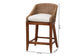 bali & pari Jasper Seagrass Counter Stool with Mahogany Wood Frame - Coastal Seating with Woven Wingback and Cushioned Seat for Kitchen Island or Breakfast Bar, Brown Wash