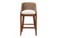 bali & pari Jasper Seagrass Bar Stool with Mahogany Wood Frame - Coastal Seating with Woven Wingback and Cushioned Seat for Bar Island or Lounge, Brown Wash