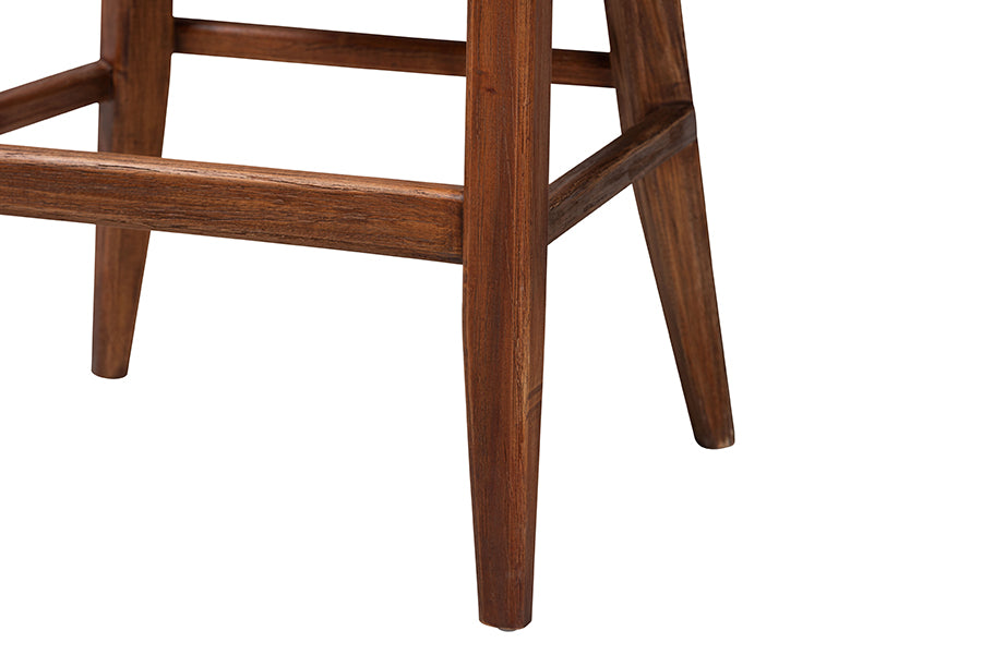 bali & pari Jasper Seagrass Bar Stool with Mahogany Wood Frame - Coastal Seating with Woven Wingback and Cushioned Seat for Bar Island or Lounge, Brown Wash