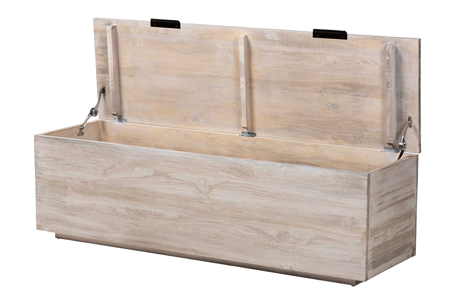 bali & pari Alvaro Wood Storage Trunk with Hinged Lid - Rectangular Blanket Chest and Bedroom Bench with Spacious Interior, Modern Farmhouse Storage Furniture for Entryway, Bedroom, or Living Room
