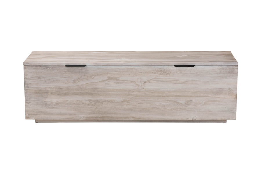 bali & pari Alvaro Wood Storage Trunk with Hinged Lid - Rectangular Blanket Chest and Bedroom Bench with Spacious Interior, Modern Farmhouse Storage Furniture for Entryway, Bedroom, or Living Room